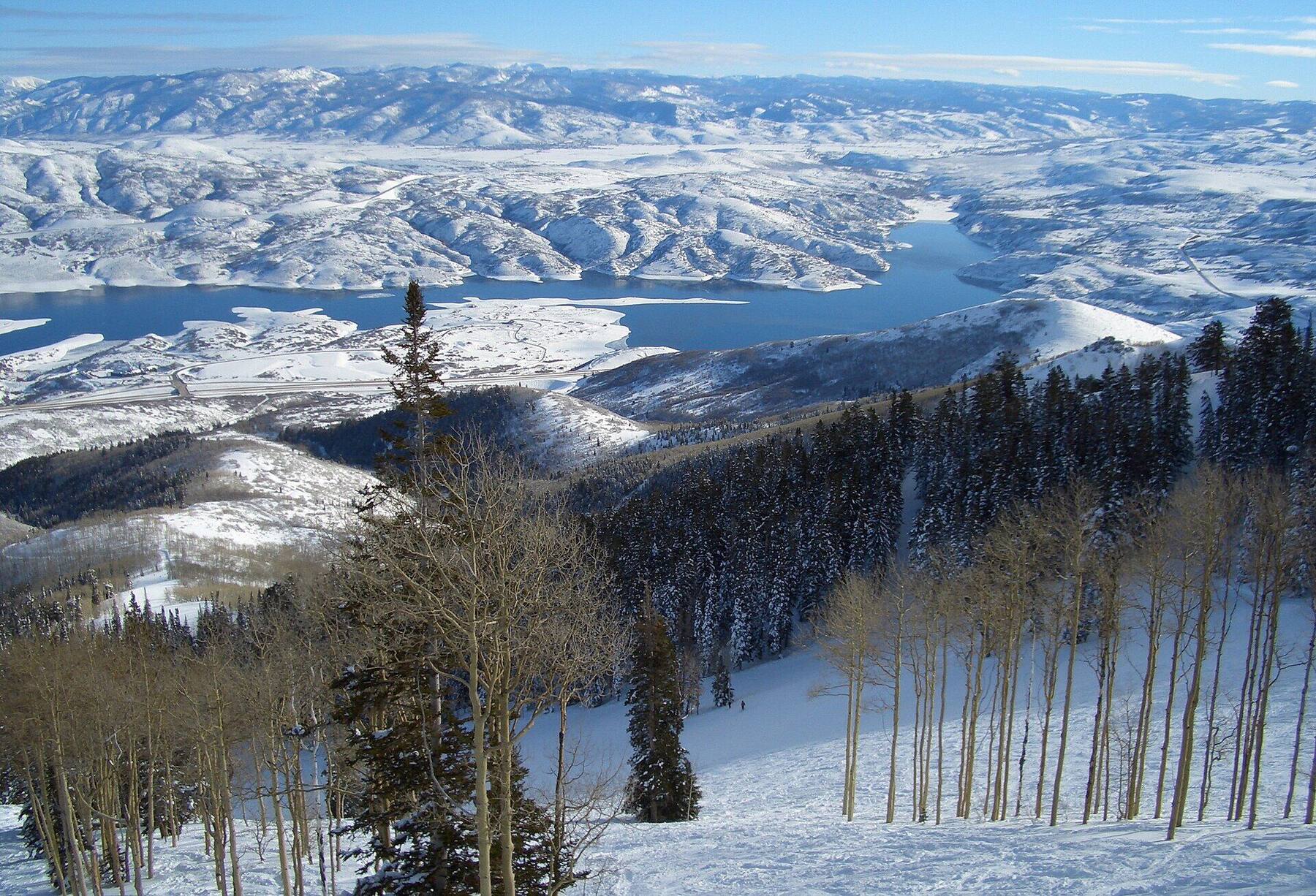 Winter view over Jordanelle Reservoir near Park City, Utah